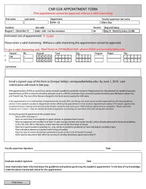 Fillable Online Cnr Berkeley Cnr Gsr Appointment Form Cnr Berkeley