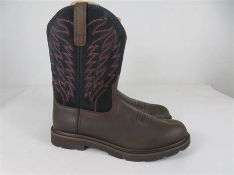 Ariat 10 Groundbreaker Boots Mens 13 Brown Leather Round Toe Western Work Ebay