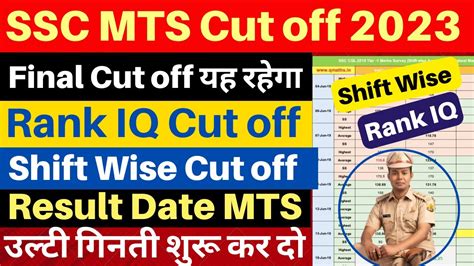 SSC MTS Cut Off 2023Rank IQShift Wise MTS Cut Off 2023 SSC MTS