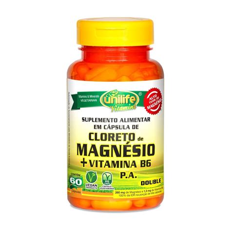 Cloreto de Magnésio P A Vitamina B6 800mg 60 Cápsulas Unilife