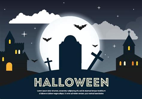 Scary Vector Halloween Graveyard 124118 Vector Art at Vecteezy