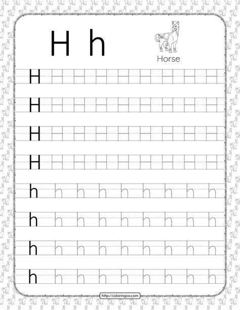 Printable Dotted Letter H Tracing Pdf Worksheet Letter Tracing Worksheets