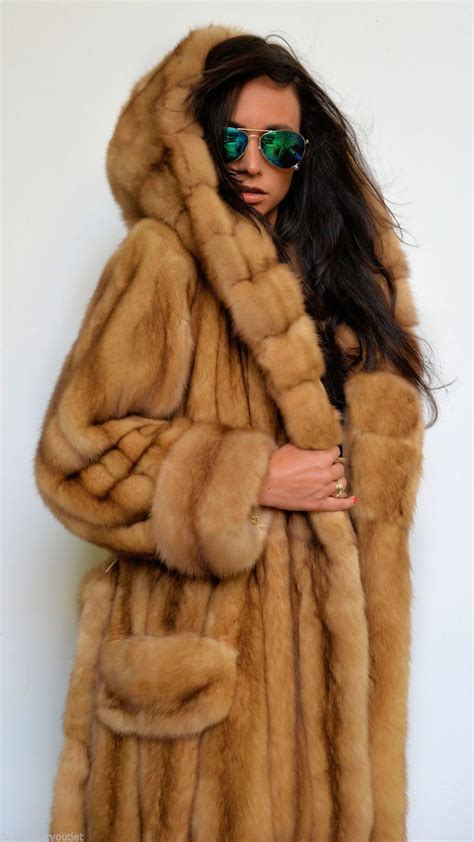 Hooded Golden Sable Fur Coat