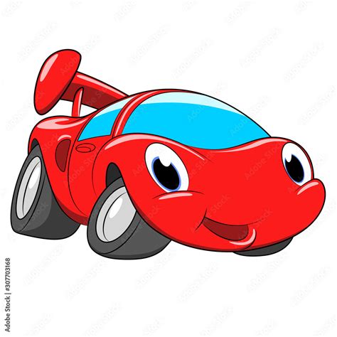 Cartoon red car. A race car on a white background. Stock Vector | Adobe ...