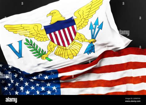 Bandera de las Islas Vírgenes de los Estados Unidos junto con una