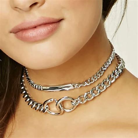 Combination New Wide Choker Silvery Necklaces Necklace Chain Short And Jewelry Fashion Neck Girls