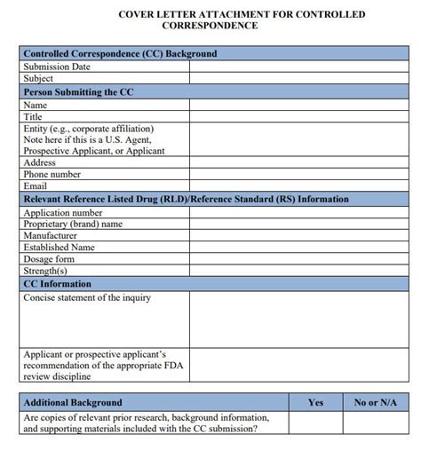 USFDA Guidance Cover Letter Attachments For Controlled Correspondences