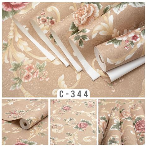 Wallpaper Vinyl Premium Bunga Mawar Elegan Berstektur Dan Timbul D