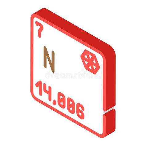 Nitrogen Chemical Element Isometric Icon Vector Illustration Stock