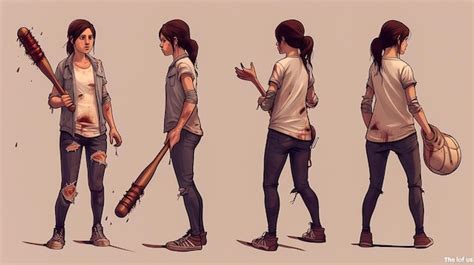 Ellie From The Last Of Us In Different Poses Realistic Style Premium