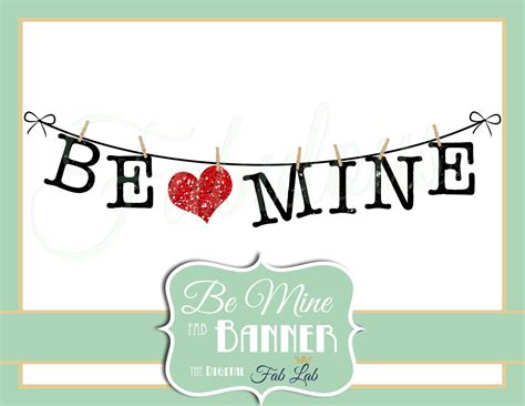 Be Mine, Valentine, Banner, Digital Clipart, Rustic, Clothes Line ...