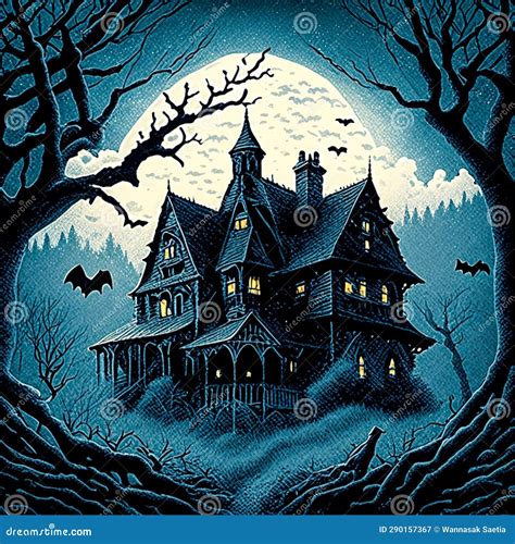 Halloween Background with Haunted House Stock Illustration ...