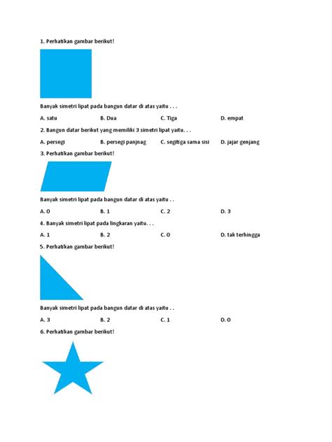soal simetri lipat kelas  sd