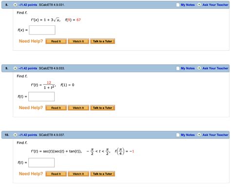 Solved 8 1 42 Points SCalcET8 4 9 031 My Notes Ask Your Chegg