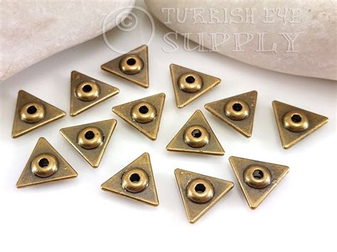 Triangle Bead Spacers Bronze Plated Beads Flat Triangle Etsy Uk