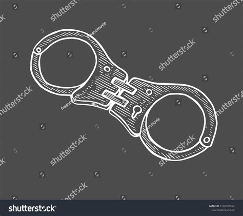 Handcuffs Hand Drawn Engraving Vintage Vector Vector De Stock Libre De Regalías 1168398592