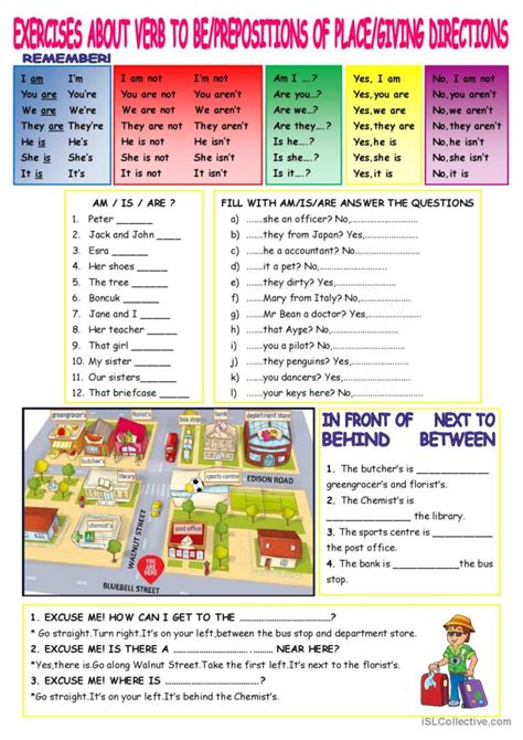 Verb To Be Giving Directions Pre English Esl Worksheets Pdf Doc The