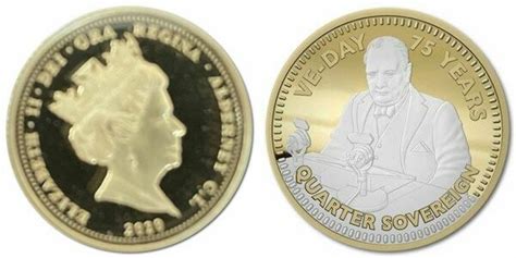 ¼ Sovereign Elizabeth II VE Day Alderney Numista