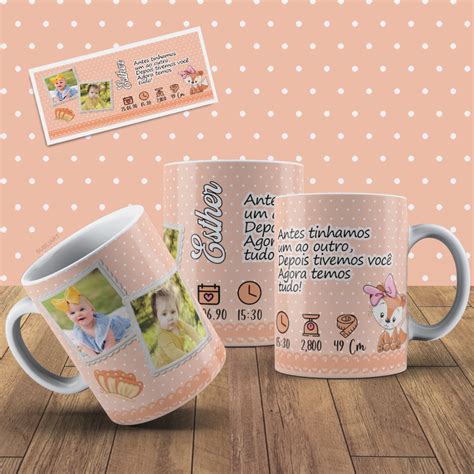 Caneca Bebê Nascimento Lembrancinha Foto Personalizada Elo7