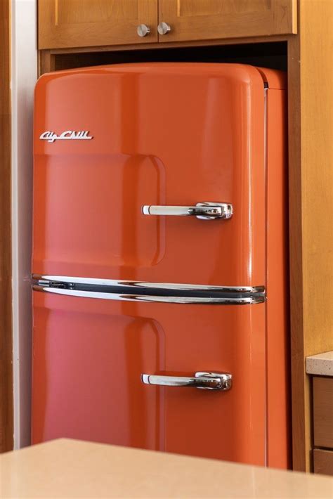 California Cool Kitchen With An Orange Big Chill Retro Fridge Big