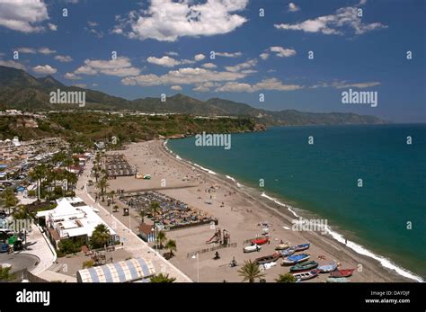 Burriana Beach Nerja Malaga Province Region Of Andalusia Spain