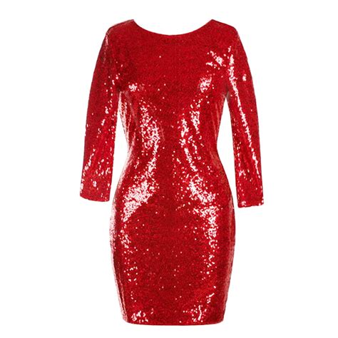 Womens 3 4 Sleeve V Neck Sequin Sparkle Glitzy Glam Wedding Party