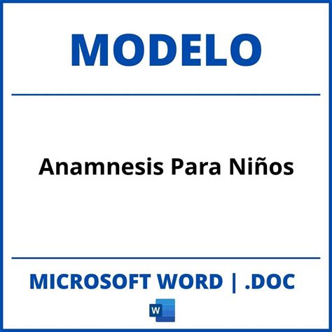 Modelo De Anamnesis Para Ninos