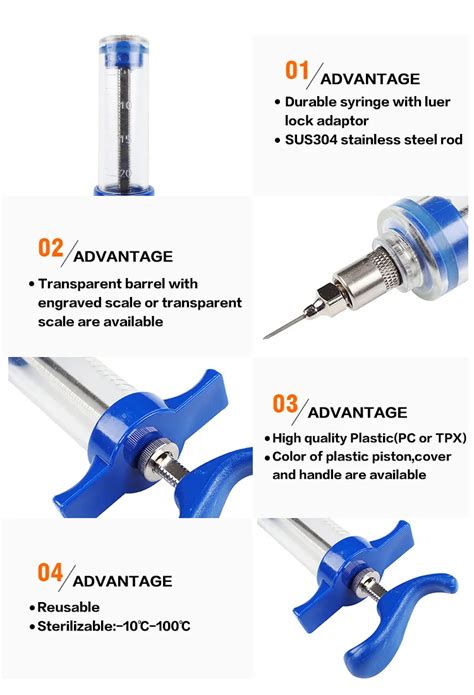 Cettia Kd304 10ml 20ml 30ml 50ml Reusable Tpx Plastic Steel Veterinary