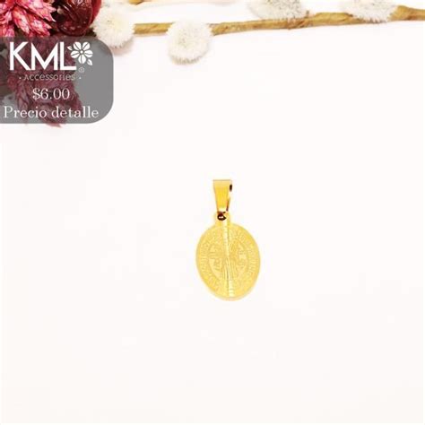 Dije Dorado Medalla Ovalada San Benito Kml Accesorios