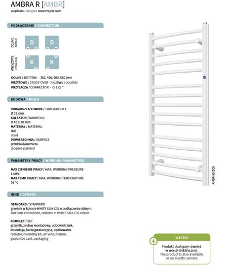 Grzejnik łazienkowy Ambra R AMBR 55 100 INSTALPROJEKT Badrum pl