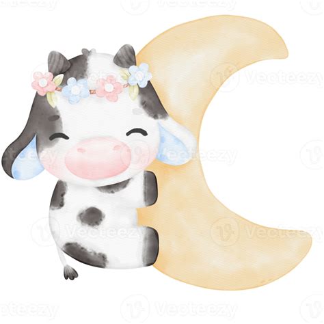 Cute Baby Cow watercolor Illustration 17745597 PNG