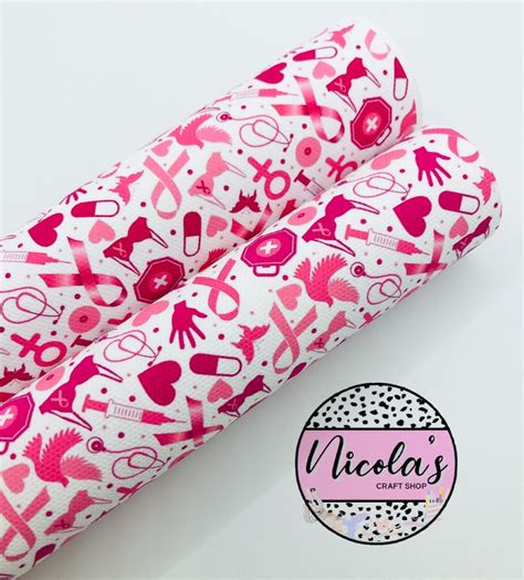 Breast Cancer Awareness Printed Canvas Sheet Fabric Bow Making