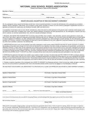 Fillable Online Ilhsra Minor S Release Form Nevada High School Rodeo