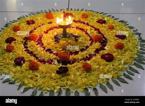 Onam Pookalam Flower Rangoli Floral Pattern Onam Festival Kerala Hi Res