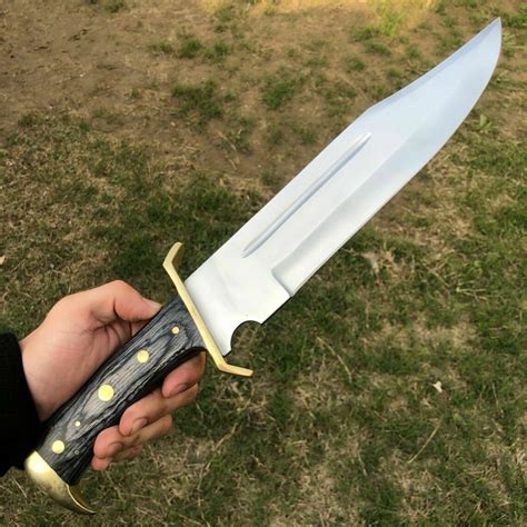 Custom Handmade D2 Steel Bowie Knife Full Tang Wood Handle Hunting