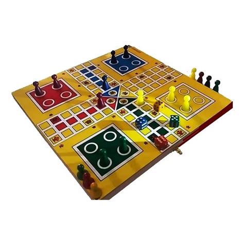 Jogo De Ludo Estojo Tabuleiro C 4 Dados E Pinos Oficiais Leque E Coroa