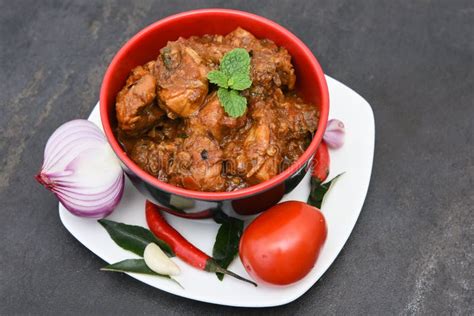 Spicy Masala Chicken Curry Roast Or Korma Indian Food Stock Image