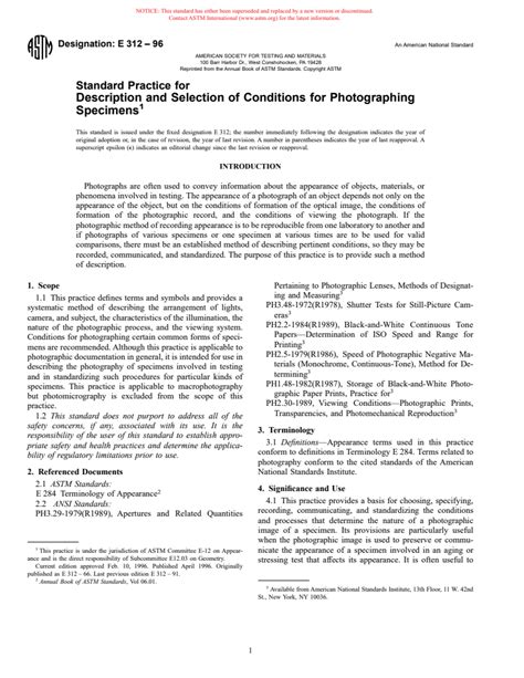 Astm E Standard Practice For Description And Selection Of