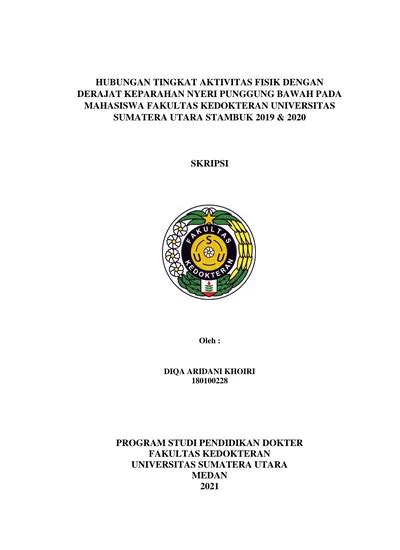 HUBUNGAN TINGKAT AKTIVITAS FISIK DENGAN DERAJAT KEPARAHAN NYERI