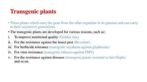 SOLUTION: Transgenic plants production - Studypool