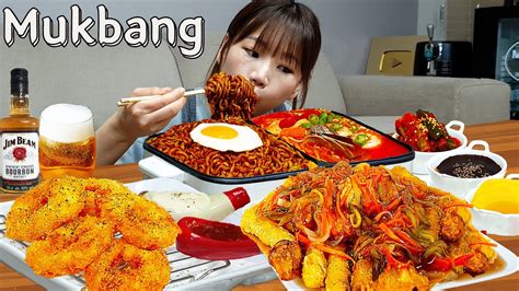 🌶방구석 가성비 짬짜면 풀코스 먹방🍜 짜파게티짬뽕탕수육만두탕수새우링 먹방 😋 혼술 요리 Noodle Mukbang