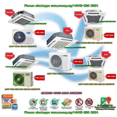 2 0hp To 3 0hp Daikin Or Acson Or York Cassette Type Aircond Ac1923 R22 R410a Non Inverter