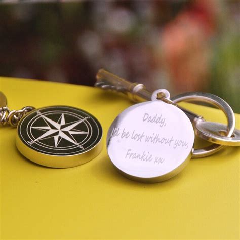 Engraved Compass Keychain Etsy