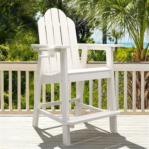 Lue Bona White Plastic Bar Height Adirondack Chairs Outdoor Bar Stool