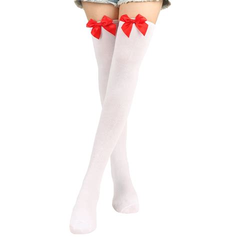 Hemlock Christmas Stockings Womens Long Socks Bowknot Pure Color Socks