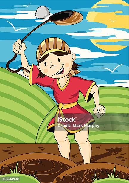 David With His Sling Bible Scene Stock Illustration - Download Image ...