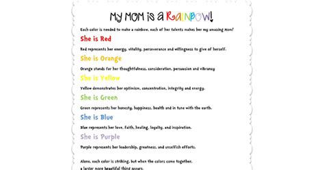 My Mom Is A Rainbow Poem By The Educators Spin On It Rainbow Poem Education Poems