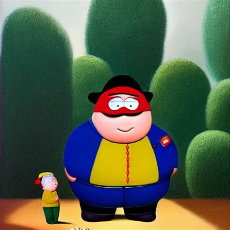 A Fernando Botero Painting Of Eric Cartman Oil On Stable Diffusion