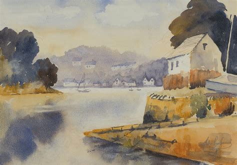 John Bailey 20th Century Watercolour Cornish Fishing Cove Von John