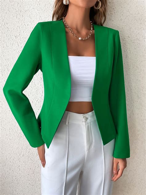 Blazers Sólido Frente Aberta Blazer Outfits For Women Stylish Work Outfits Summer Trends Outfits